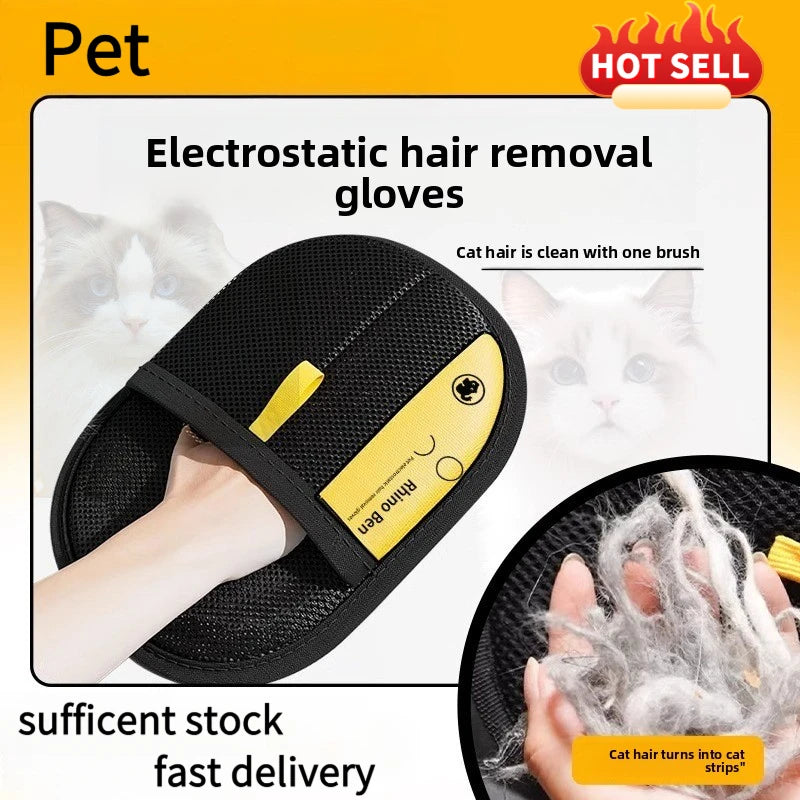 Pet Hair Removal Glove: Powerful Static Grooming Glove - For Cat & Dog Fur on Furniture Car & Clothing