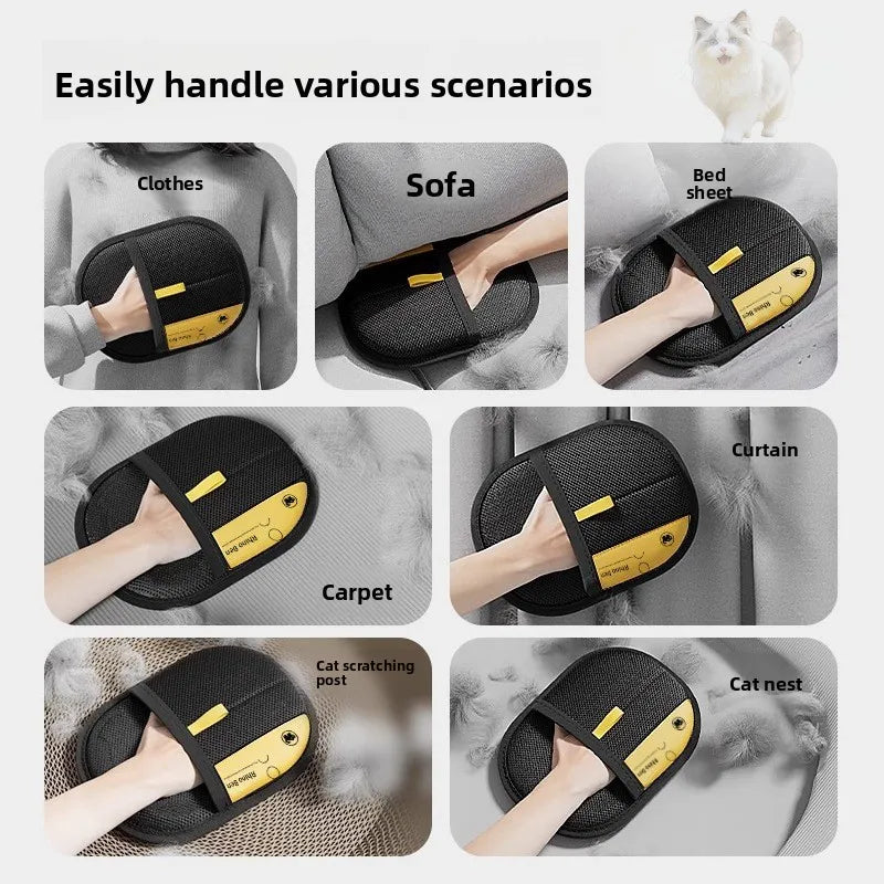 Pet Hair Removal Glove: Powerful Static Grooming Glove - For Cat & Dog Fur on Furniture Car & Clothing